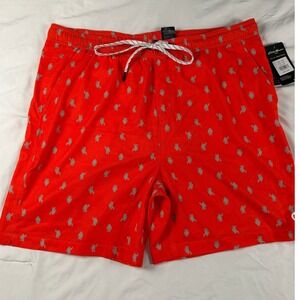 Eddie Bauer Volley Swim Trunk Coral Bigfoot Print Quick Dry UPF 50 XL
